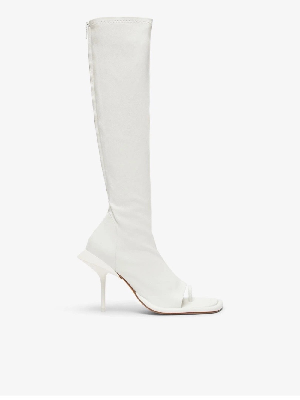 MaxMara White Over-the-Knee Peep-Toe Stiletto Boots
